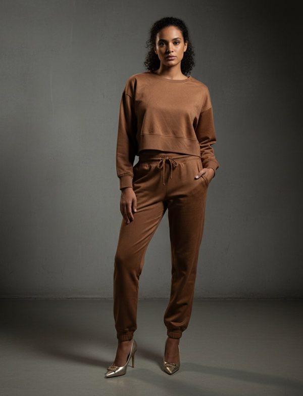 WQ - BROWN  SWEATSHIRT SET D1