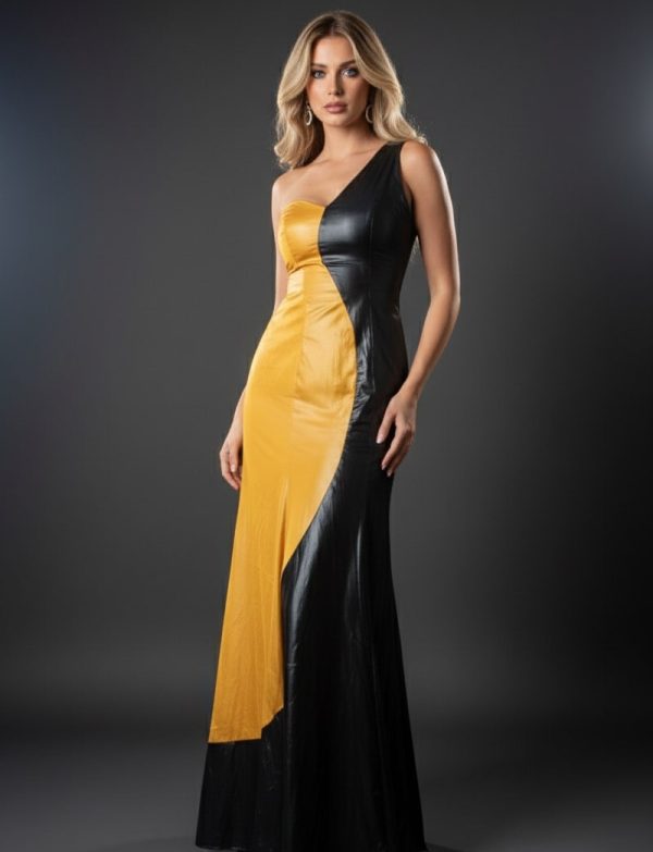 BLACK/GOLD LONG DRESS