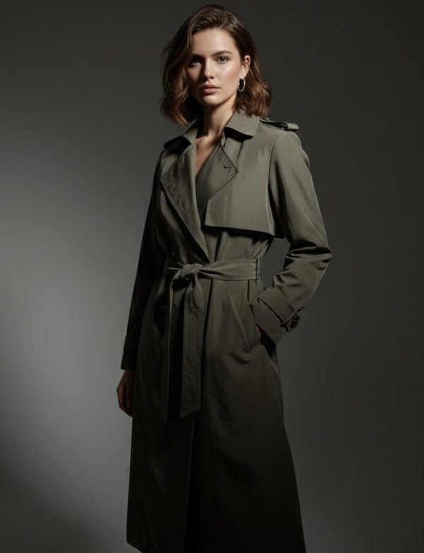 EDGY KHAKI TRENCH COAT D1