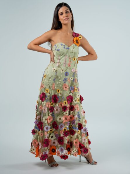 THE FLORA POP GREEN DRESS