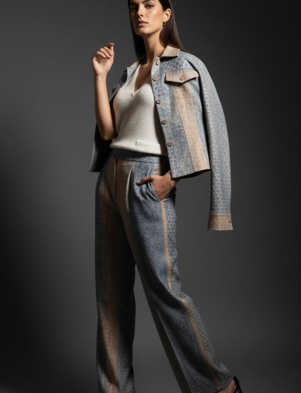 WQ- PRINTED DENIM  PANTS