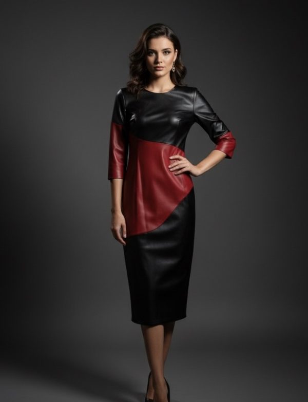 BLACK/RED LEATHER DRESS