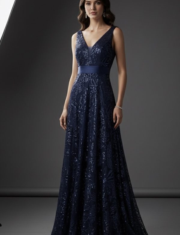 NAVY BLUE SEQUINED DRESS