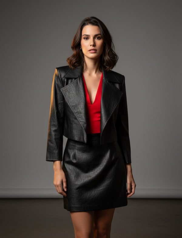 WQ-BLACK LEATHER SKIRT