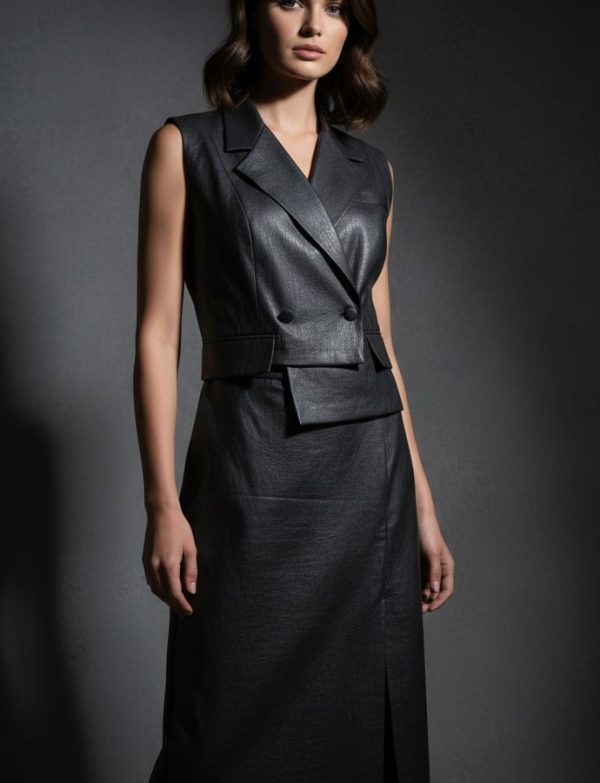 WQ-BLACK LEATHER SKIRT