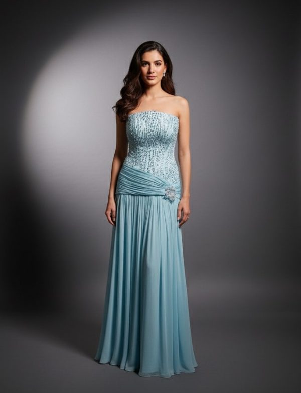 AQUA BLUE SEQUINED DRESS