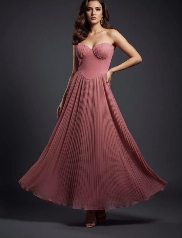 PINK PLEATED DRESS