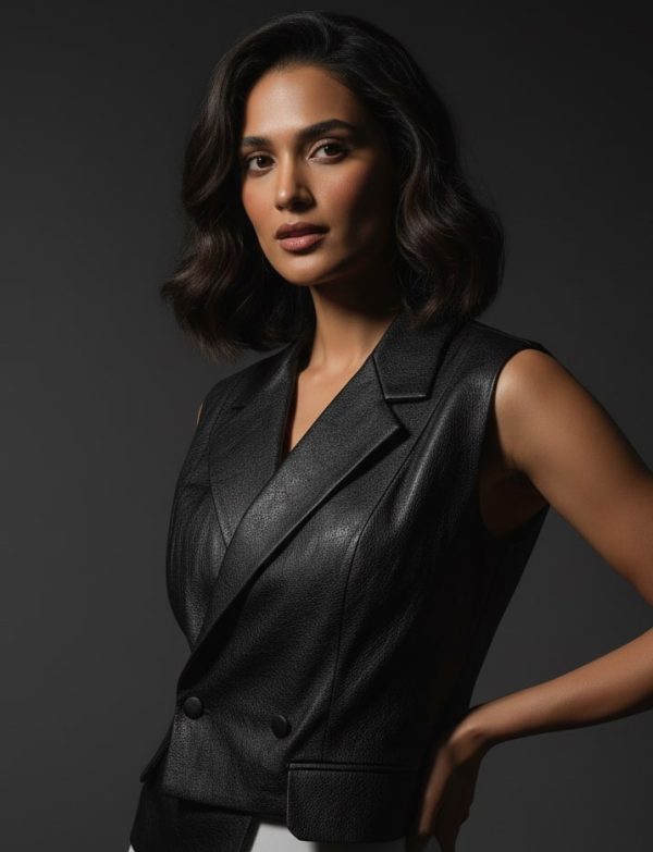 WQ-BLACK LEATHER VEST