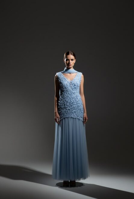 FLOWER BLUE TULLE DRESS