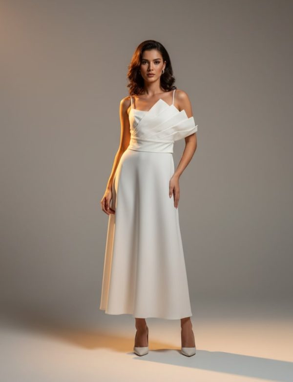 OFFWHITE DRESS W/ DESIGNED BELT