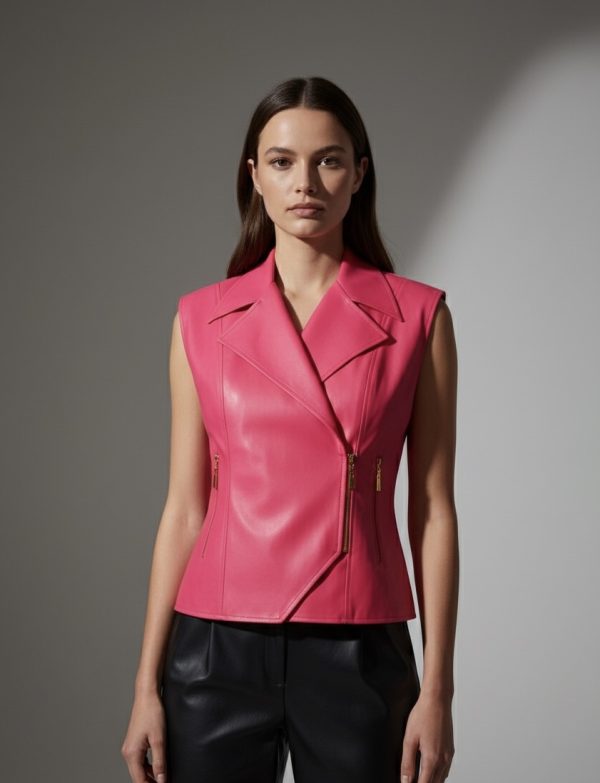 WQ-FUCHSIA LEATHER VEST