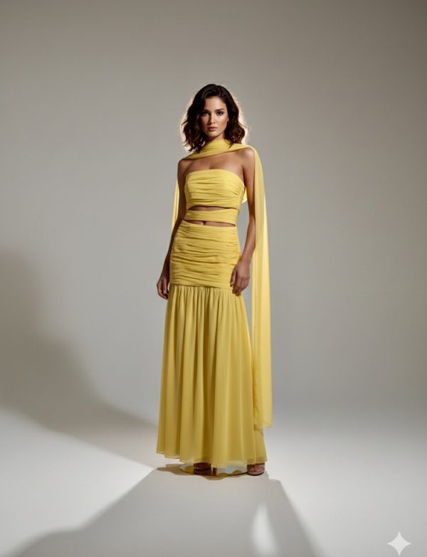 YELLOW DRESS w/ SCARF