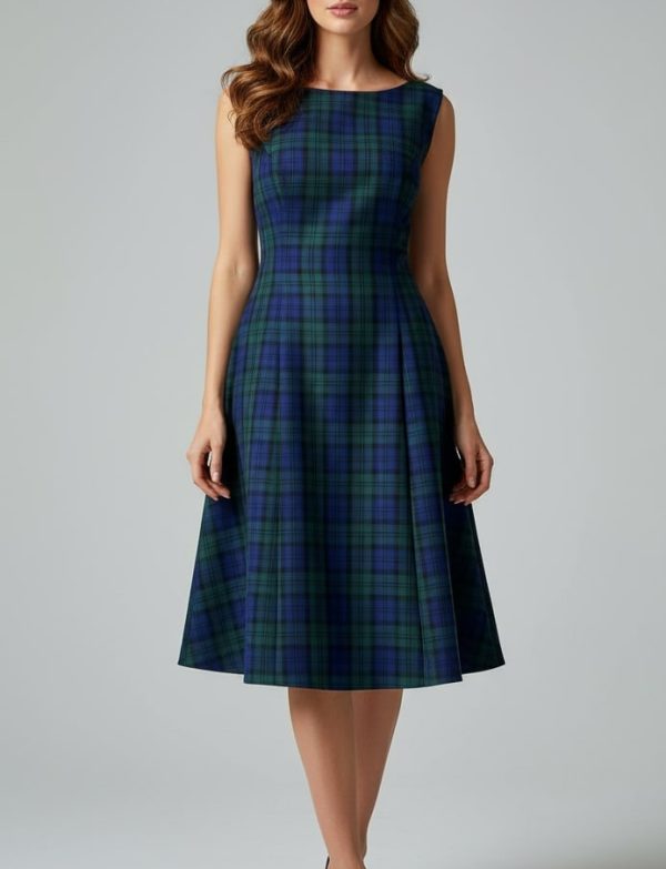 TC- BLUE GREEN CHECKS DRESS