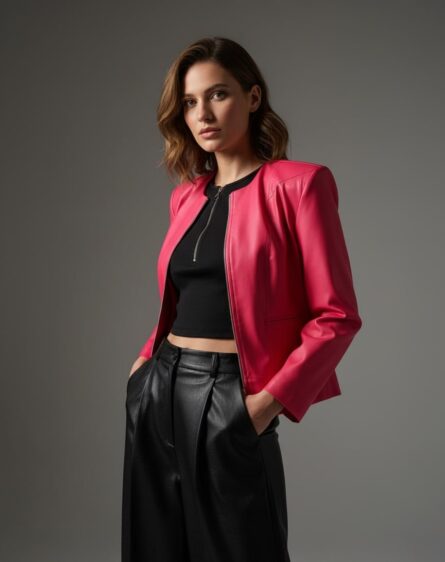 WQ-FUCHSIA LEATHER JACKET