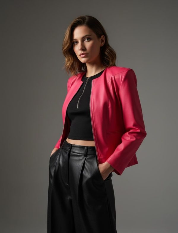 WQ-FUCHSIA LEATHER JACKET