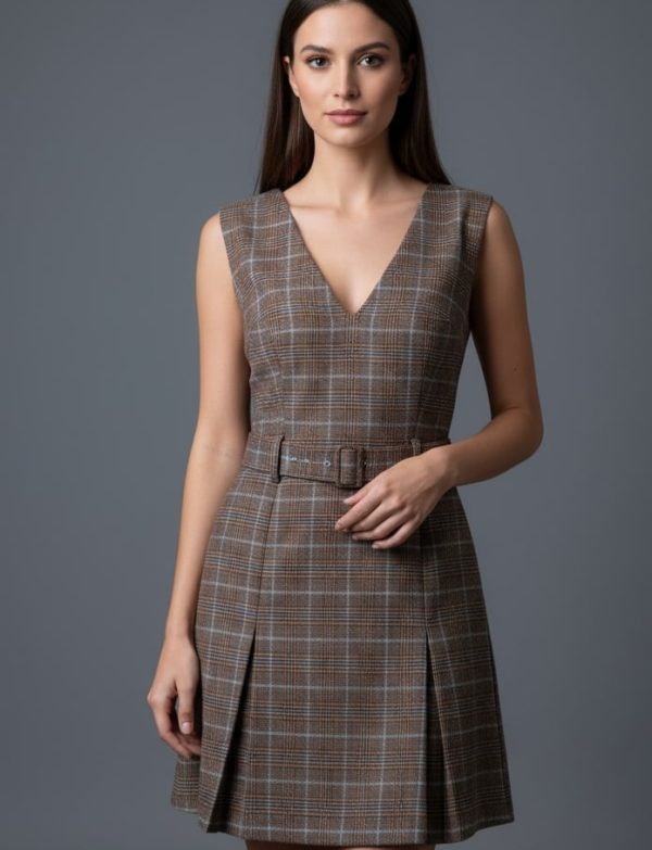 TC- BROWN CHECKS DRESS