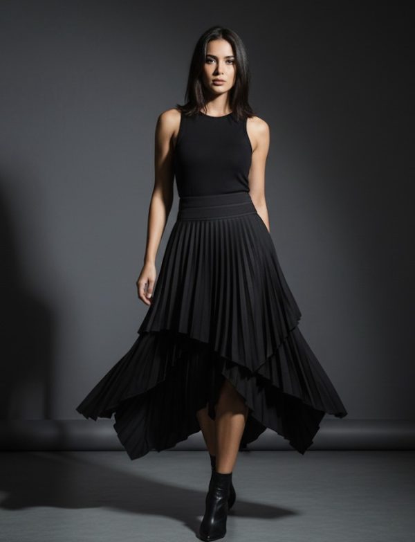 BLACK PLEATED SKIRT