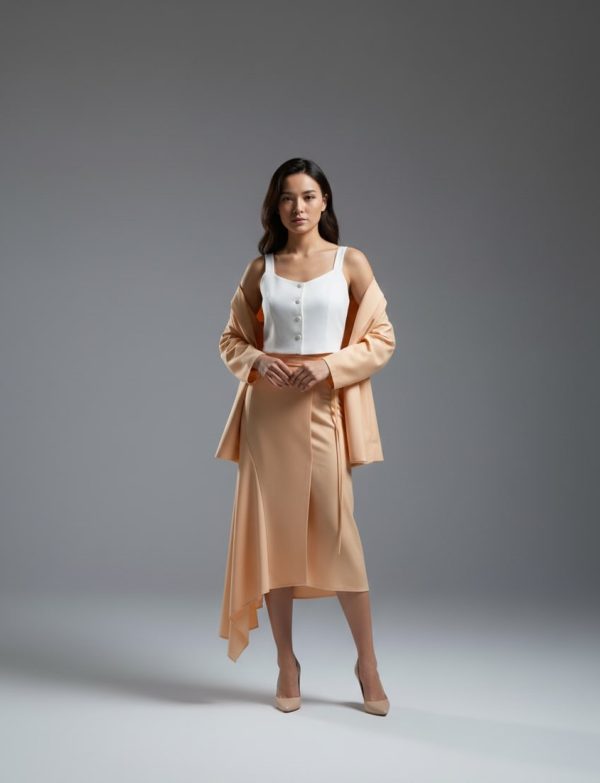 WQ-BEIGE LEATHER SKIRT